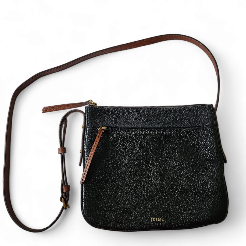 FOSSIL crossbody leather purse black